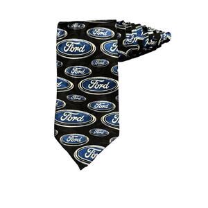 Ralph Marlin RM Style Ford Logo Repeat 1996 Vintage Novelty Necktie